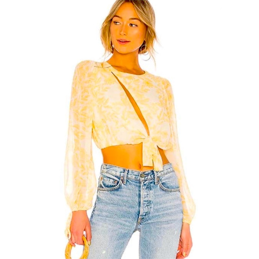 Nwot House of Harlow 1960 x REVOLVE Yellow Floral Tie
Front Crop Top